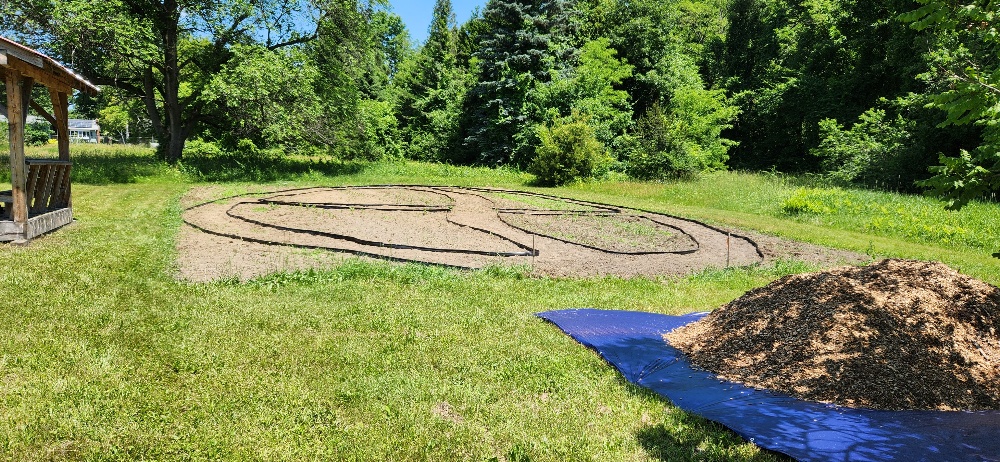 The paths are laid out and edged